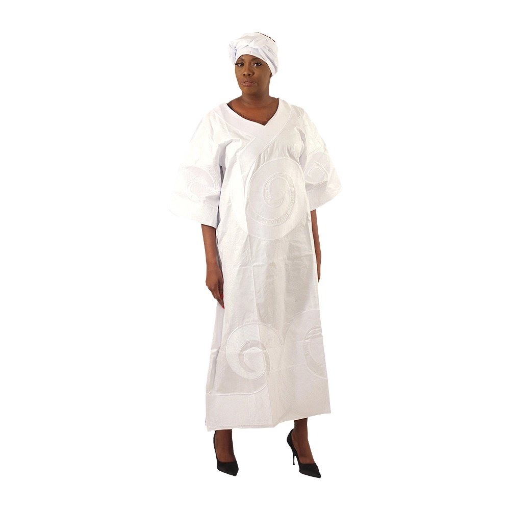 Swirl Pattern Jacquard Kaftan: White