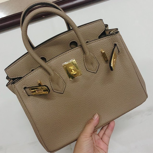 Lychee pattern platinum bag lock handbag