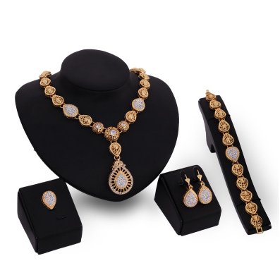 Fashion popular jewelry four-piece necklace earrings exaggerated set European and American party jewelry set